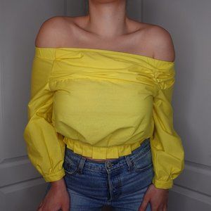 Zara Yellow Off Shoulder Cropped Top